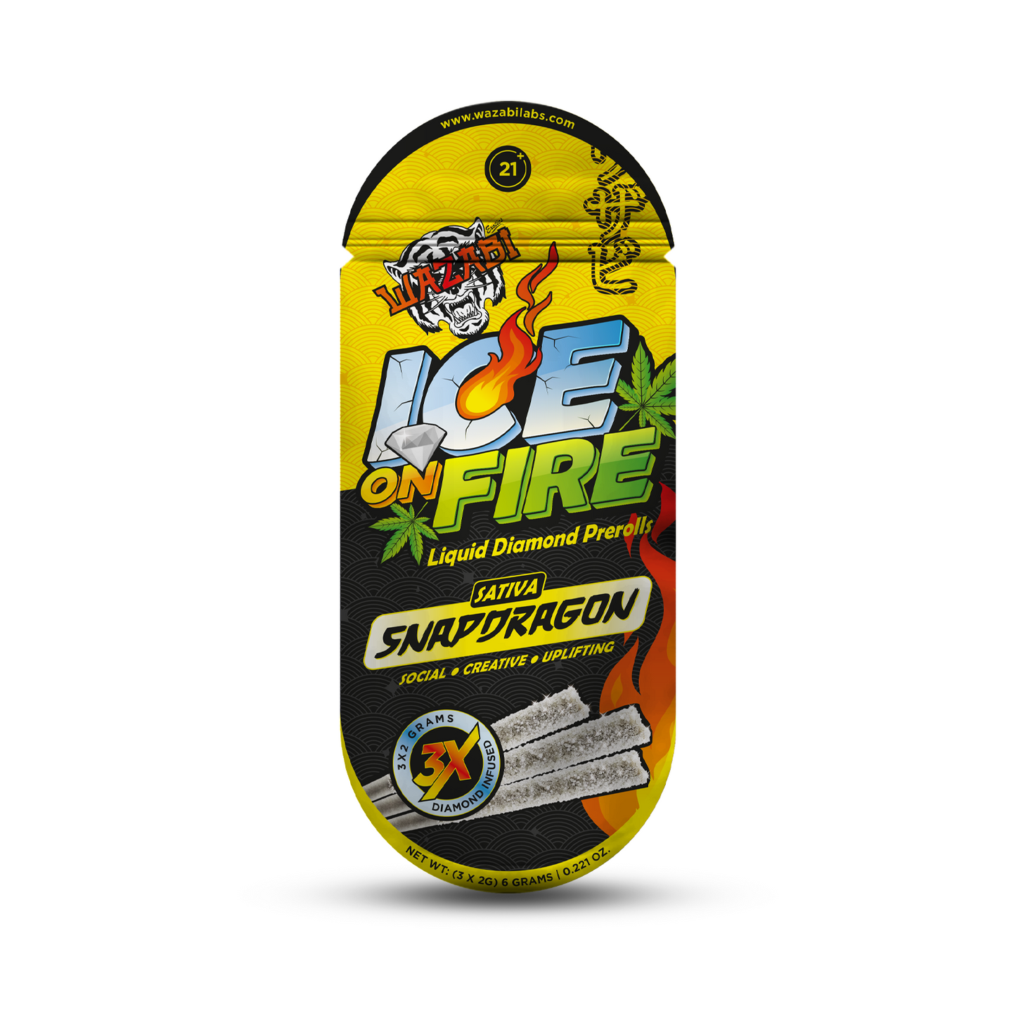 Wazabi Exotics Ice On Fire Pre Rolls 2g 3ct