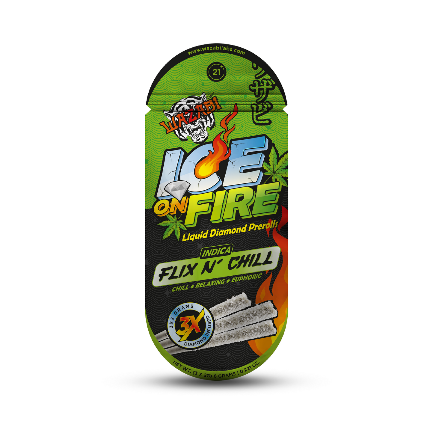 Wazabi Exotics Ice On Fire Pre Rolls 2g 3ct