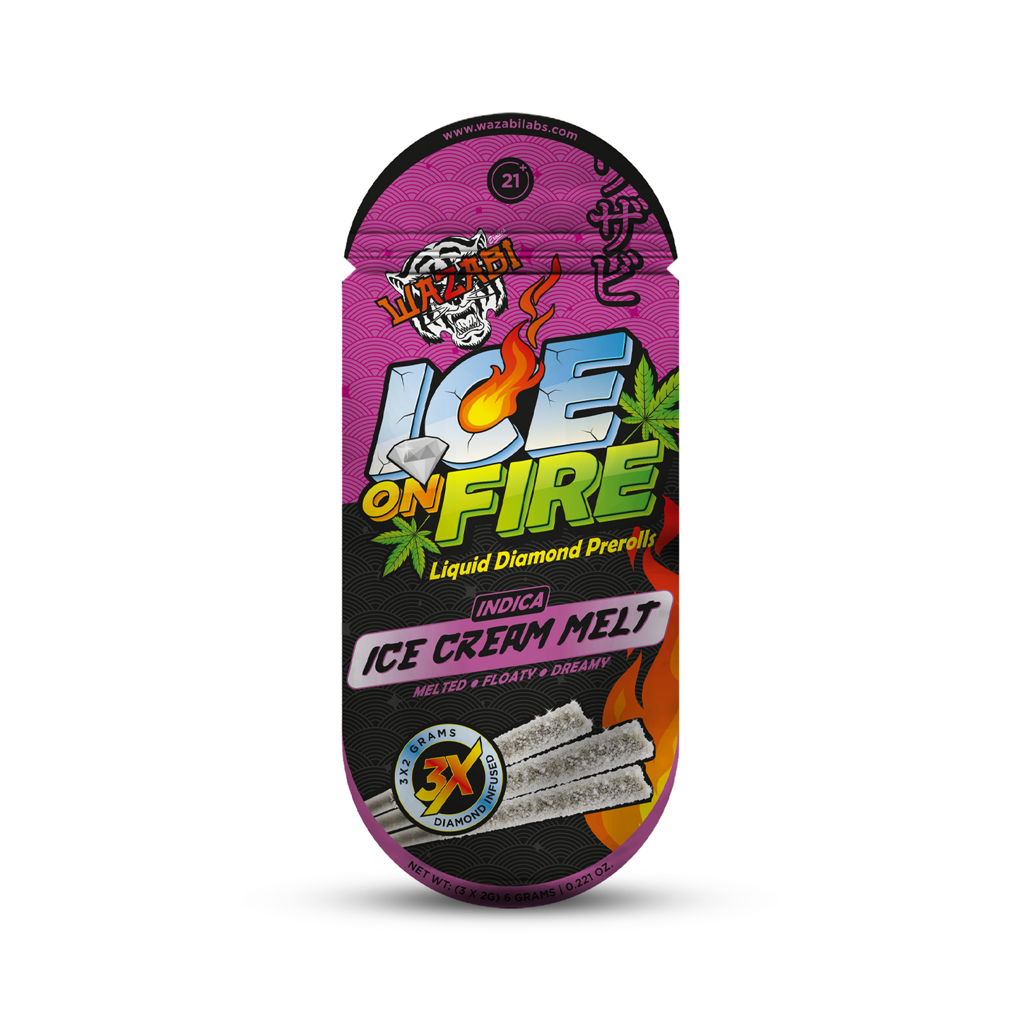 Wazabi Exotics Ice On Fire Pre Rolls 2g 3ct