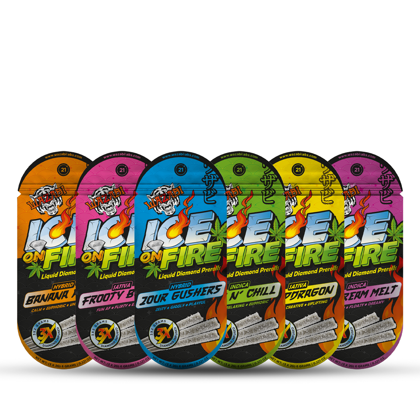 Wazabi Exotics Ice On Fire Pre Rolls 2g 3ct
